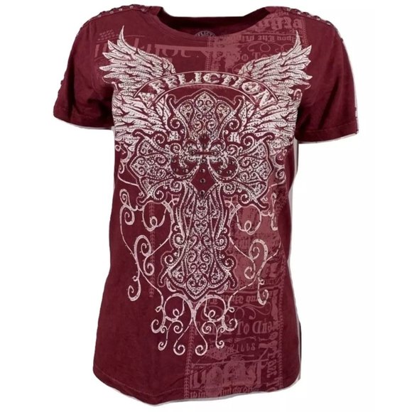 AFFLICTION Women's T-Shirt S/S DISTANT ANGEL Tee - Picture 5 of 12